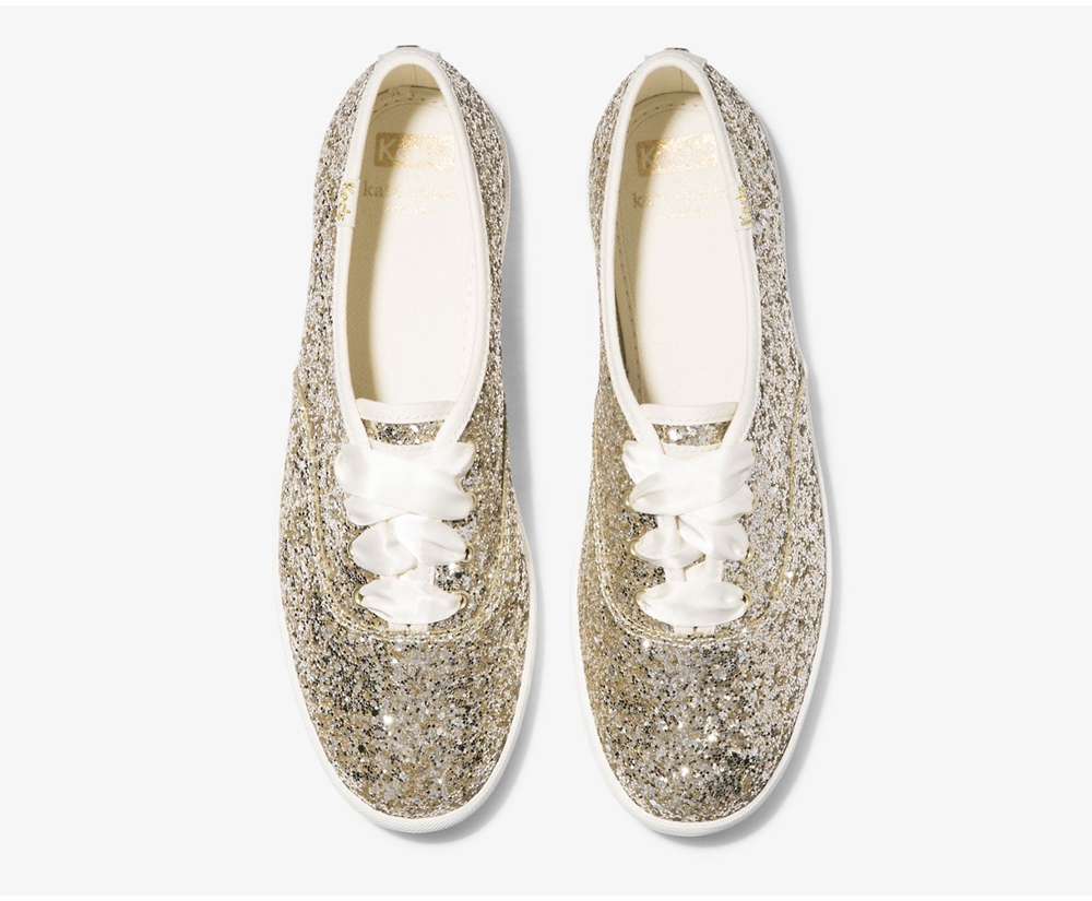 Zapatillas Keds Mujer Doradas - Kate Spade New York Champion Glitter - 103-HGEQUX